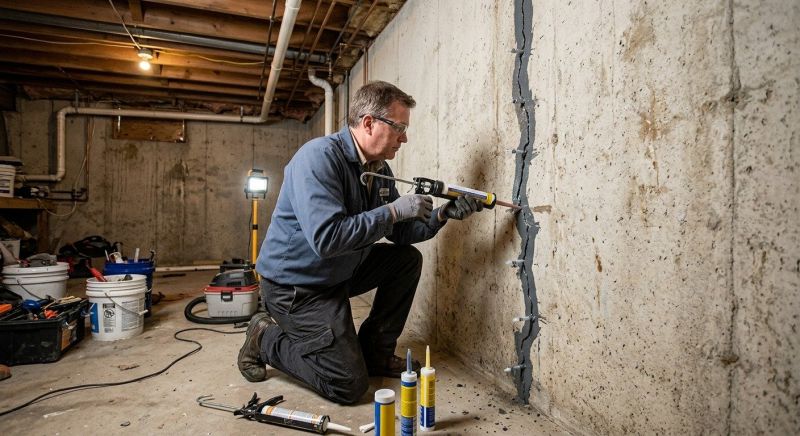 Basement Crack Repair in Wrentham, MA