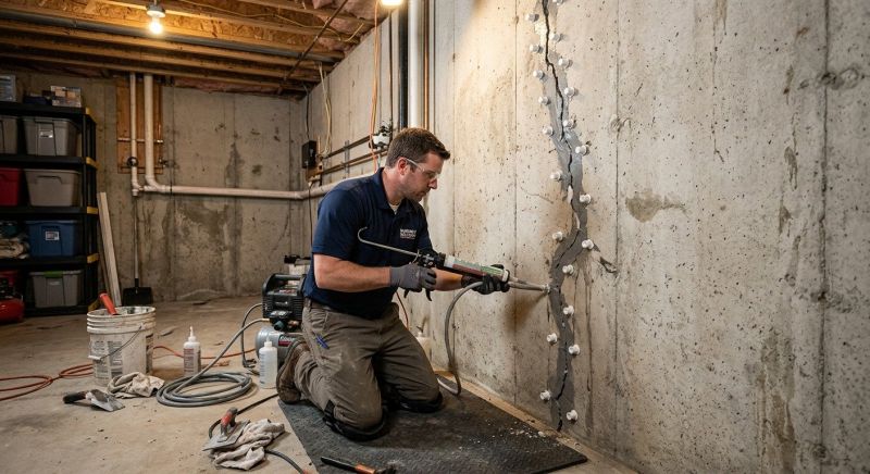 Basement Crack Repair in Wrentham, MA