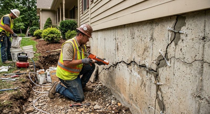 Cracked Foundation Repair in Holliston, MA