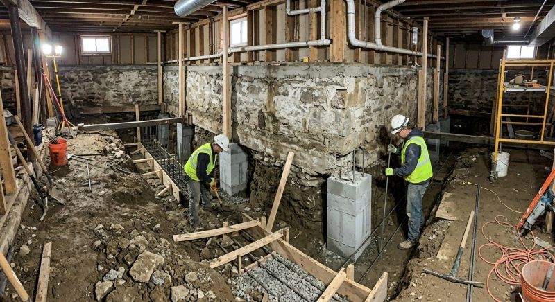 Foundation Underpinning in Wrentham, MA