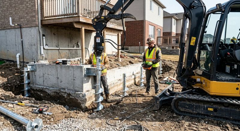 Helical Piers Installation in Wrentham, MA