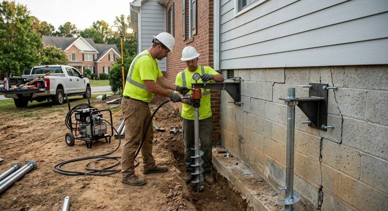 Helical Piers Installation in Wrentham, MA