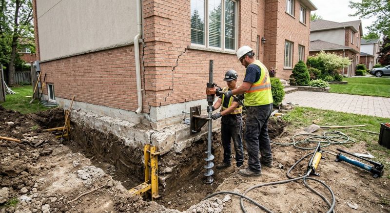 Sinking Foundation Repair in Abington, MA