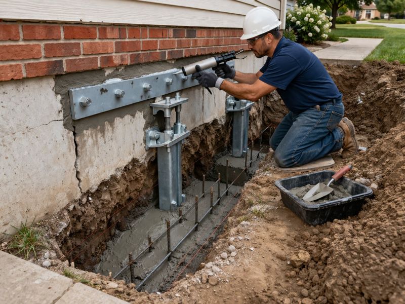 Sinking Foundation Repair in Foxboro, MA